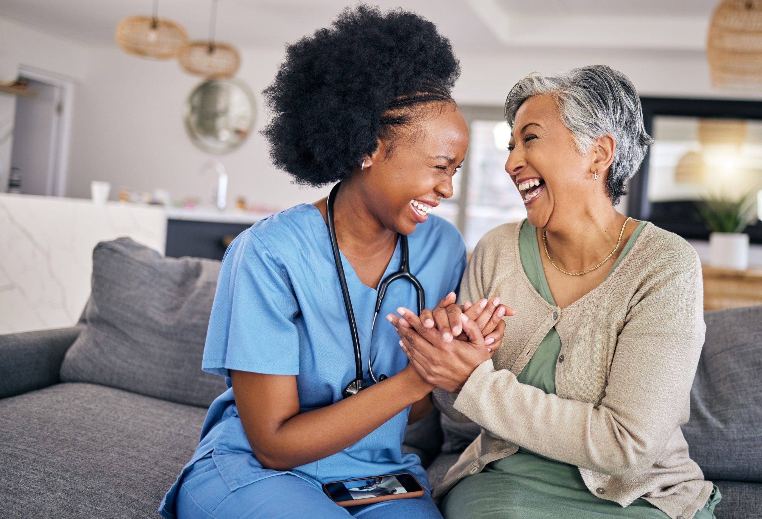 Woman assisted by a registered nurse