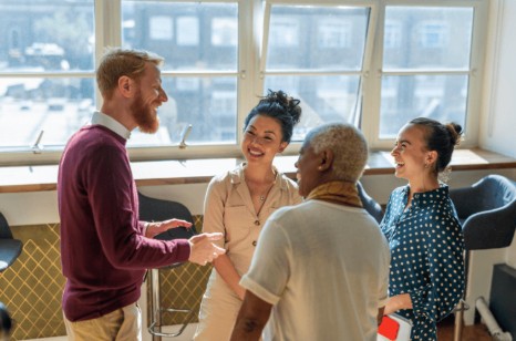 Group of people talking at Curio Wealth